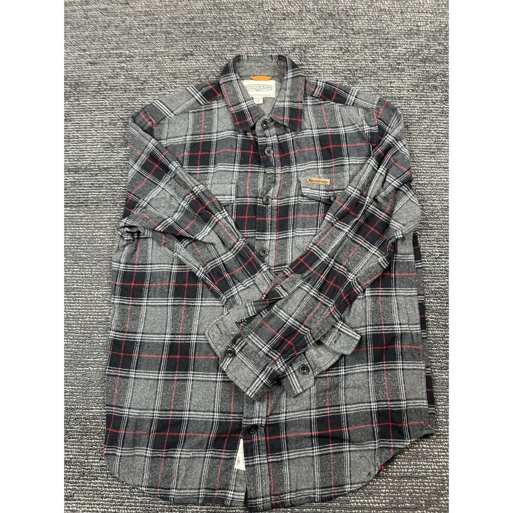 Field & Stream Mens Medium Gray Plaid Flannel